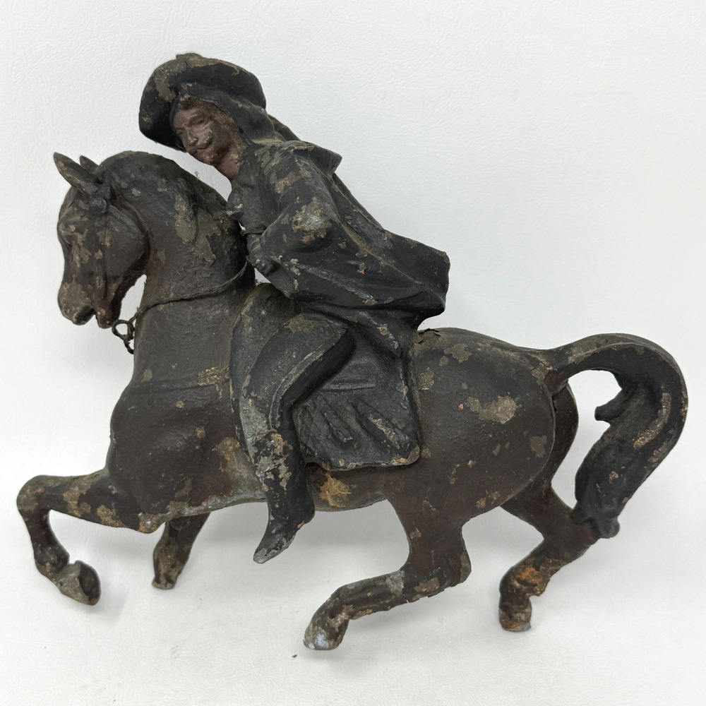 Buffalo Bill Show Souvenir Figurine Statue Spelter Horse Rider Western Leg Broke